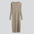 thumbnail image 2 of IROINNID Sweater Dress for Women Sweater Knitted Dress Long Sleeve Tight Bottom Wrap Hip Dresses,Khaki, 2 of 7