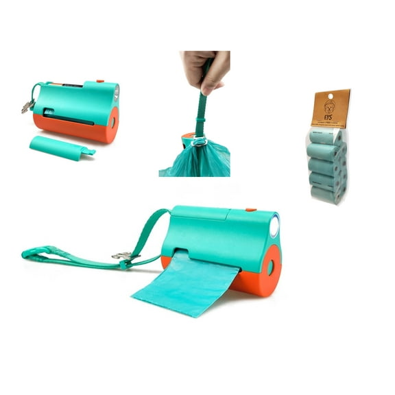 E Y S 3 in Dog Poop Bags Dispenser with Build in LED Flash Light and Dog Waste Bag Carrier ( 10 rolls EYS Bio-Degradable Dog Poop Bags INCLUDED)