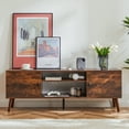 thumbnail image 3 of edx 55-60 inch Mid-Century Modern TV Stand with Storage Cabinet for Living Room Bedroom, Rust Brown, 3 of 5