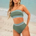 thumbnail image 3 of Efsteb Womens High Waisted Bikini Sets Conservative Chest Pads Bandeau Swimsuit Strapless Two Piece Bathing Suit (Green,L), 3 of 4