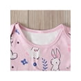 thumbnail image 5 of Gzhioc Baby Girl Cute Romper Headband Set, Infant Short Sleeve Round Neck One Piece Crotch Buttons Rabbit Pattern Matching Hair Band, 5 of 8