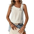 thumbnail image 2 of Fznquz Sleeveless Blouses for Women Summer Dressy Tank Striped Cute Work Beige Tank Shirts, 2 of 4