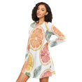 thumbnail image 3 of FORMRS Womens Long Sleeve Nightgowns Crew Neck Sleep Shirt Soft Pajamas Sizes S-3XL, Candy Grapefruit Slices, 3 of 8