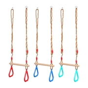 Kids Swing Bar with Gym Rings Wood Hanging Hoop Monkey Bars Wooden Swing Set for Indoor and Outdoor Backyard Equipment Sports Toy