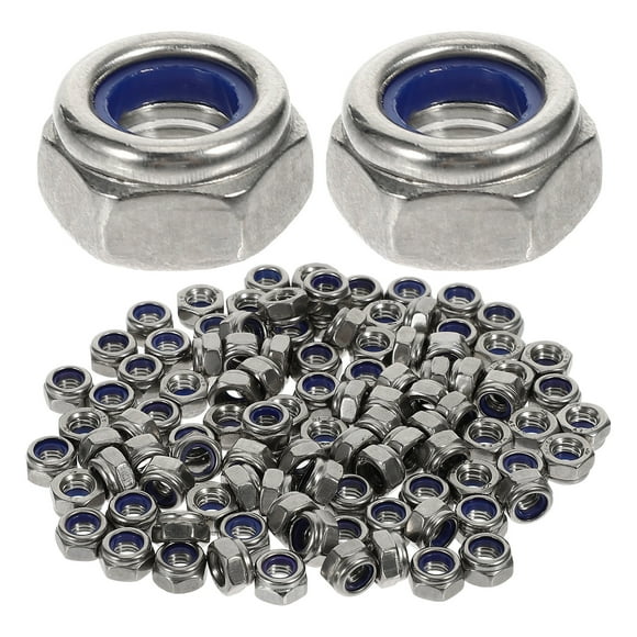 100pcs Nut Set Hex Drive Nuts Fasteners 304 Stainless Nuts Replacement Nuts (M 6)