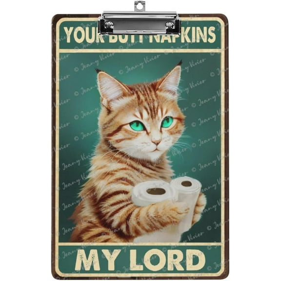 Cute Clipboard with Designs ​Wood A4 Letter Size Hardboard Office Clipboards, Retractable Hole for Hanging Decorative Clip Board - Cat Funny Saying, Gift for Friends, Christmas 12.5"x9"