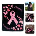 thumbnail image 3 of Caring For Breast Cancer Pink Ribbon Awareness Home Textile Flannel Blanket Polyester Blanket,D,Flannel, 3 of 9