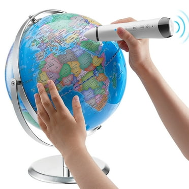 SKYSHALO 9'' Interactive World Globe for Kids' Learning Tool with Voice-Activated Pen, Illuminated LED, USB, Educational Toy, Ideal Gift for Boys & Girls
