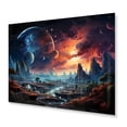 thumbnail image 2 of Designart "Astronomical Dreams in Orange and Blue II" Galaxies Metal Wall Decor, 2 of 5