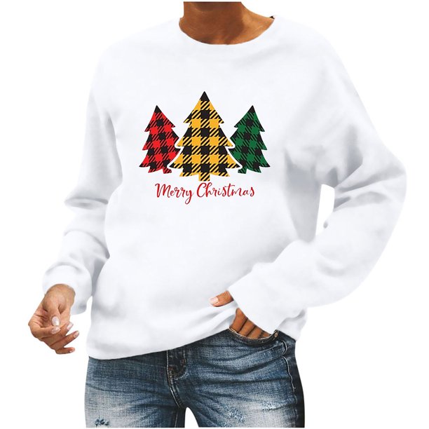 Sudaderas Con Gráficos Navideños Para Mujer, Camisetas Navideñas de Manga Larga, Camisetas Ligeras Odeerbi ODB200614