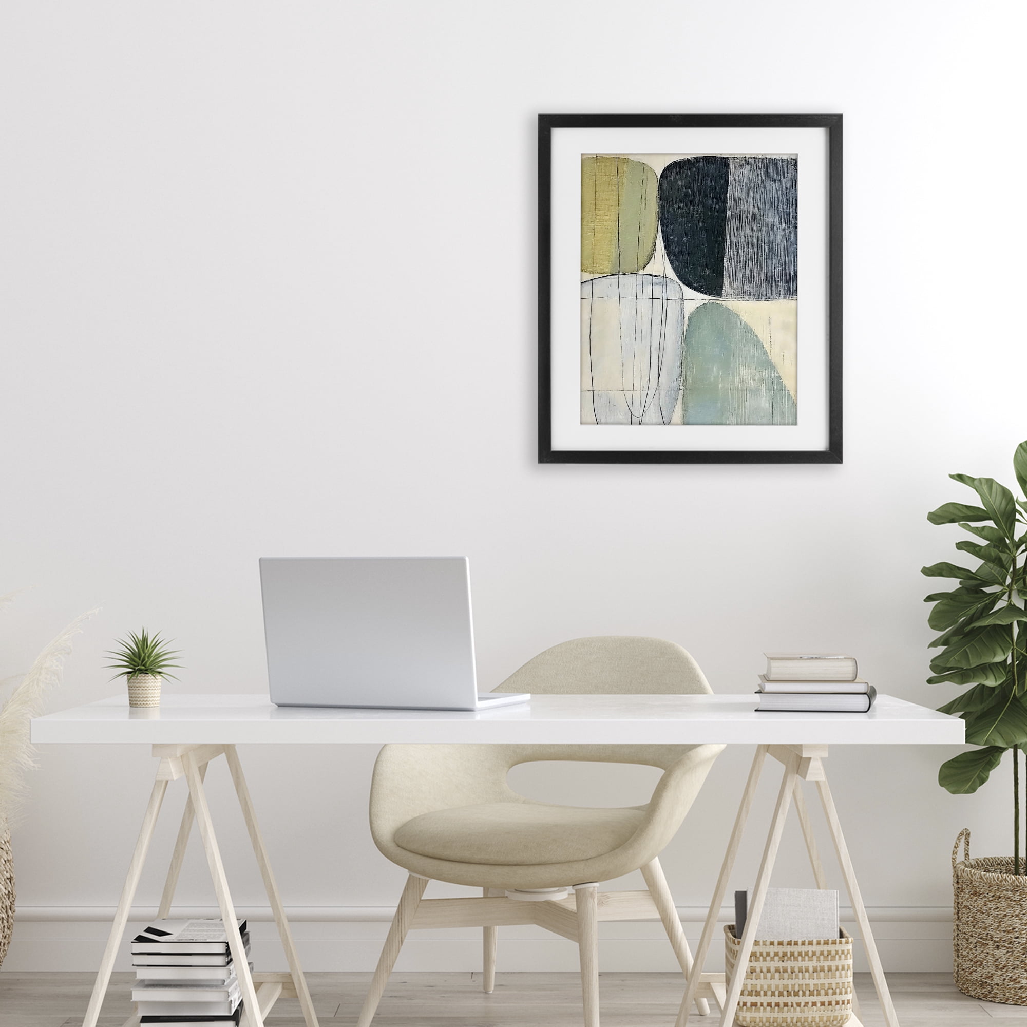 Stupell Industries Modern Organic Composition Black Framed Print Under Glass, design by Riley B