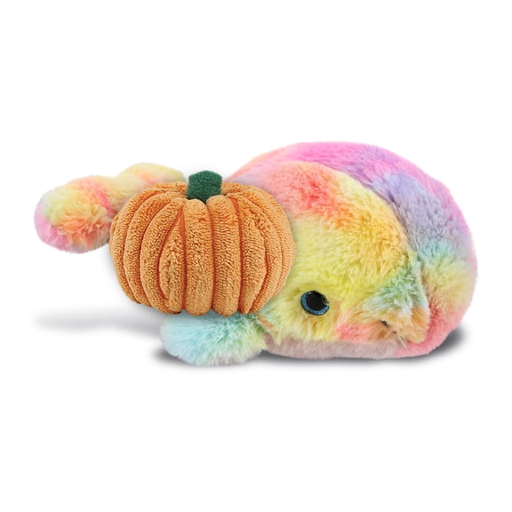 DolliBu Super Soft Plush Rainbow Whale Stuffed Animal with Pumpkin Decor - Pumpkin Plush Animal for Fall, Halloween and Thanksgiving, Pumpkin Toy for Baby, Kids, Adults - 7 Inches