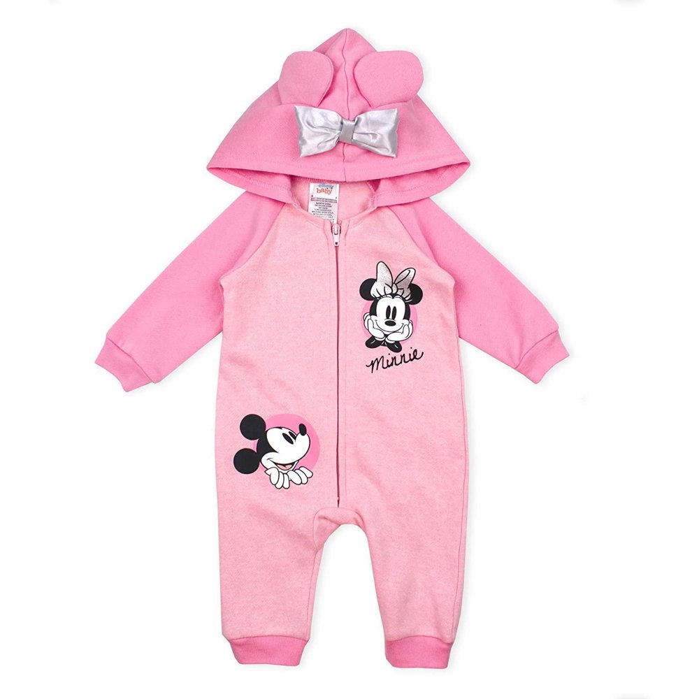 Disney Disney Baby Girl Minnie Mouse Coverall Romper Onesie with Hood