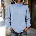 thumbnail image 5 of Kizanda Women Striped Mock Neck Sweatshirt with Front Pocket Loose Fit Printed Fashion Long Sleeve Pullover Sweatshirt Casual Outdoor Soft Raglan Sleeve Fall Winter Blouses M, 5 of 7