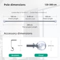 thumbnail image 2 of Curtain Rod Chrome Extendable Curtain Rod 48" to 120" Adjustable Curtain Rods Includes rods, ball finials, 3piece brackets, hardware kits, 2 of 8