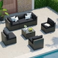 thumbnail image 3 of Clouddwell 7-Piece Patio Furniture Set on Sale, Black Rattan Wicker Outdoor Sectional Sofa Couch with Table Patio Conversation Set for Lawn& Backyard, Black, 3 of 6