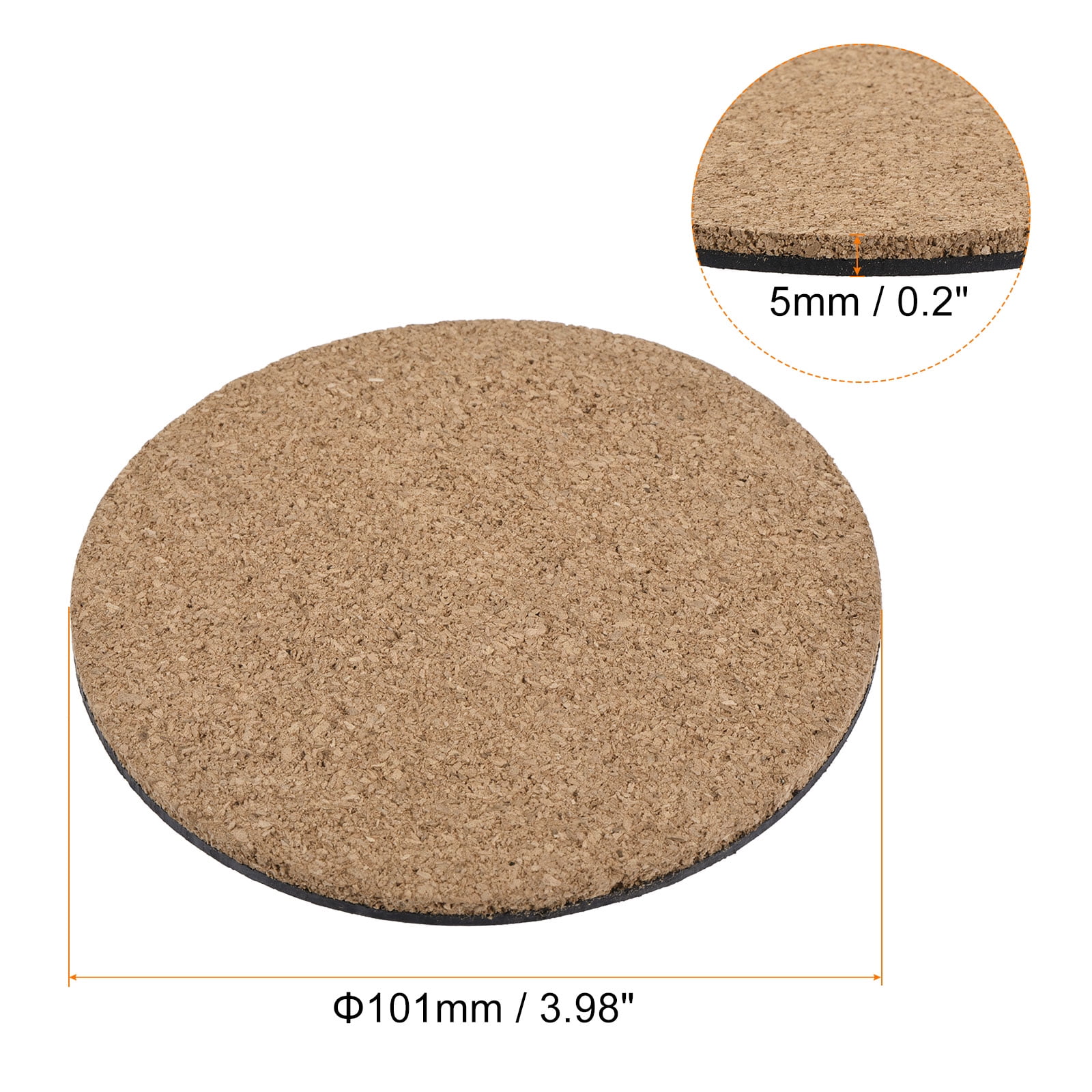 Unique Bargains Cork Plant Mat Round Plastic Absorbent Waterproof Coaster Pads Brown 4"