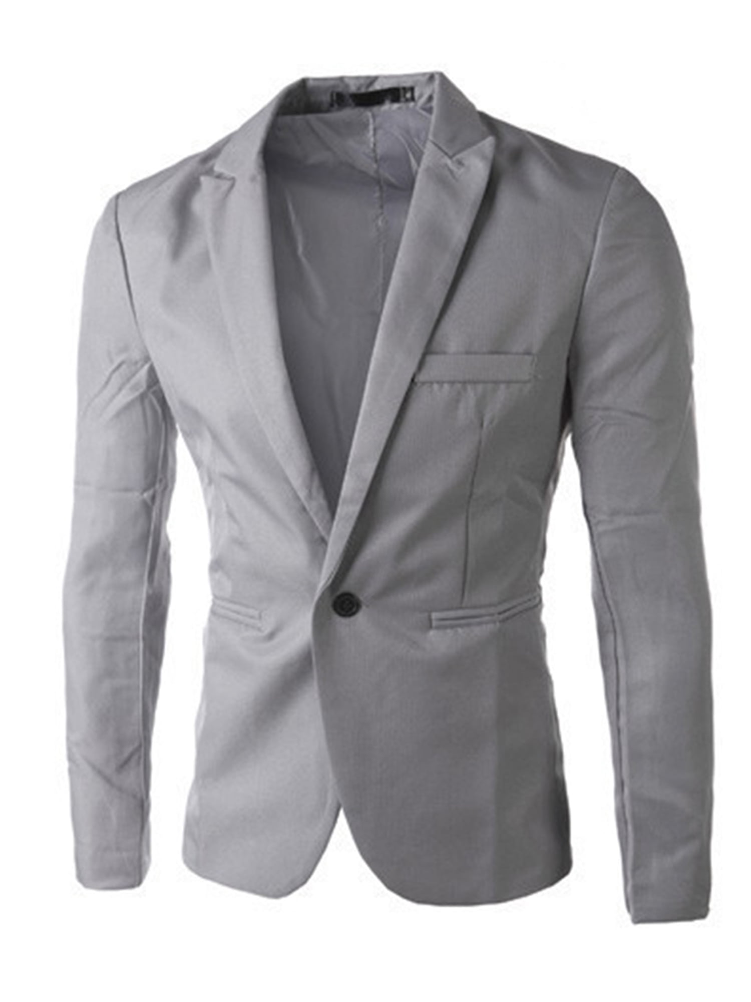 Mens Formal Suit Blazer Coat Business Casual One Button Slim Fit Jacket Tops 