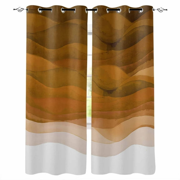 Fsddascl Burnt Orange Waves Blackout Curtains for Bedroom/Living Room, Thermal Insulated Kitchen Curtains, Ombre Coastal Ocean Water Abstract Grommet Darkening Window Treatment Drapes 42"x84"x2