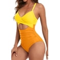 thumbnail image 3 of Women's One Piece Swimsuits Tummy Control Cutout High Waisted Bathing Suit Wrap Tie Back 1 Piece Swimsuit, 3 of 8