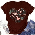 thumbnail image 2 of NAMTYQX Womens T Shirts Loose Fit Relaxed Fit Fashion Short Sleeve Breathable Print Crewneck Stretch Oversized Gemusterte Womens Shirts Dressy Casual Wine Size L, 2 of 4
