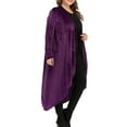 thumbnail image 4 of SAYFUT Women's Junior's Plus Size Shawl Collar Open Front Velvet Sweater Cardigan Long Sleeve Waterfall Asymmetric Drape Cardigan Sweater, 4 of 6