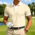 thumbnail image 2 of OIOLOYJM Mens Golf Shirts Short Sleeve Mesh Contrast Collar Casual Quick Dry Breathable Polo Shirts Trendy Business Gym Collared Clothes Beige 3XL, 2 of 6