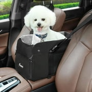 Pawaboo Center Console Dog Car Seat, Dog Car Seats for Small Dogs with Double Fixing & Safety Leash, Portable & Comfortable Pet Bed for Car with Soft Plush, Dog Travel Carseat Fits Under 12LBS Pet