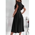 thumbnail image 3 of Women’s Summer Elegant V Neck Ruffle Sleeve Midi Dress, Classy Fit and Flared Cocktail Wedding Guest Dress, 3 of 8