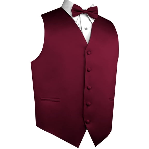 "BEST TUXEDO" Men's Formal, Wedding, Prom, Homecoming, Tuxedo Vest, Bow-tie - Burgundy