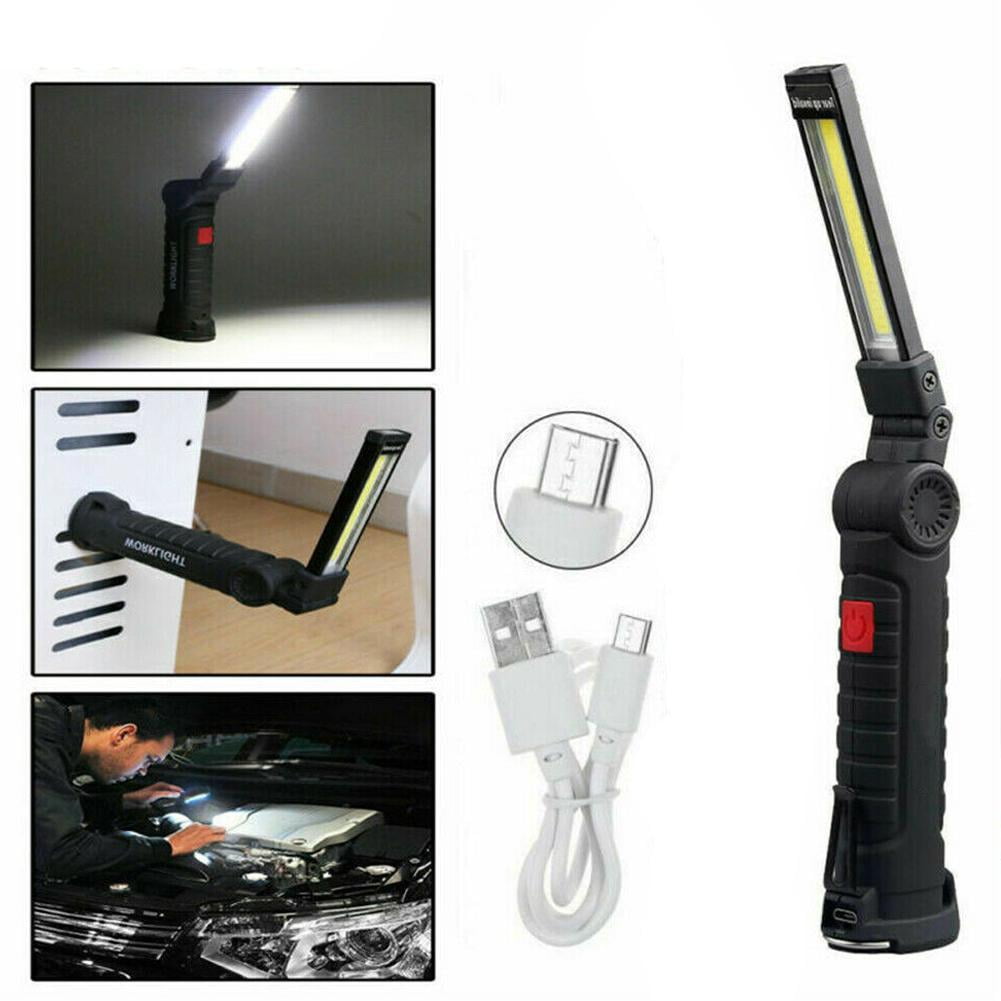 COB LED Folding Hand Torch Inspection Lamp Work Light Rechargeable USB S9A2