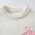 thumbnail image 4 of SonxaHe Newborn Girl' Sweaters Hand Embroidered Bow Cable Knit Top Kids Pullover Comfy Warm Loose Winter Sweaters White,Sized 3-6 M, 4 of 5