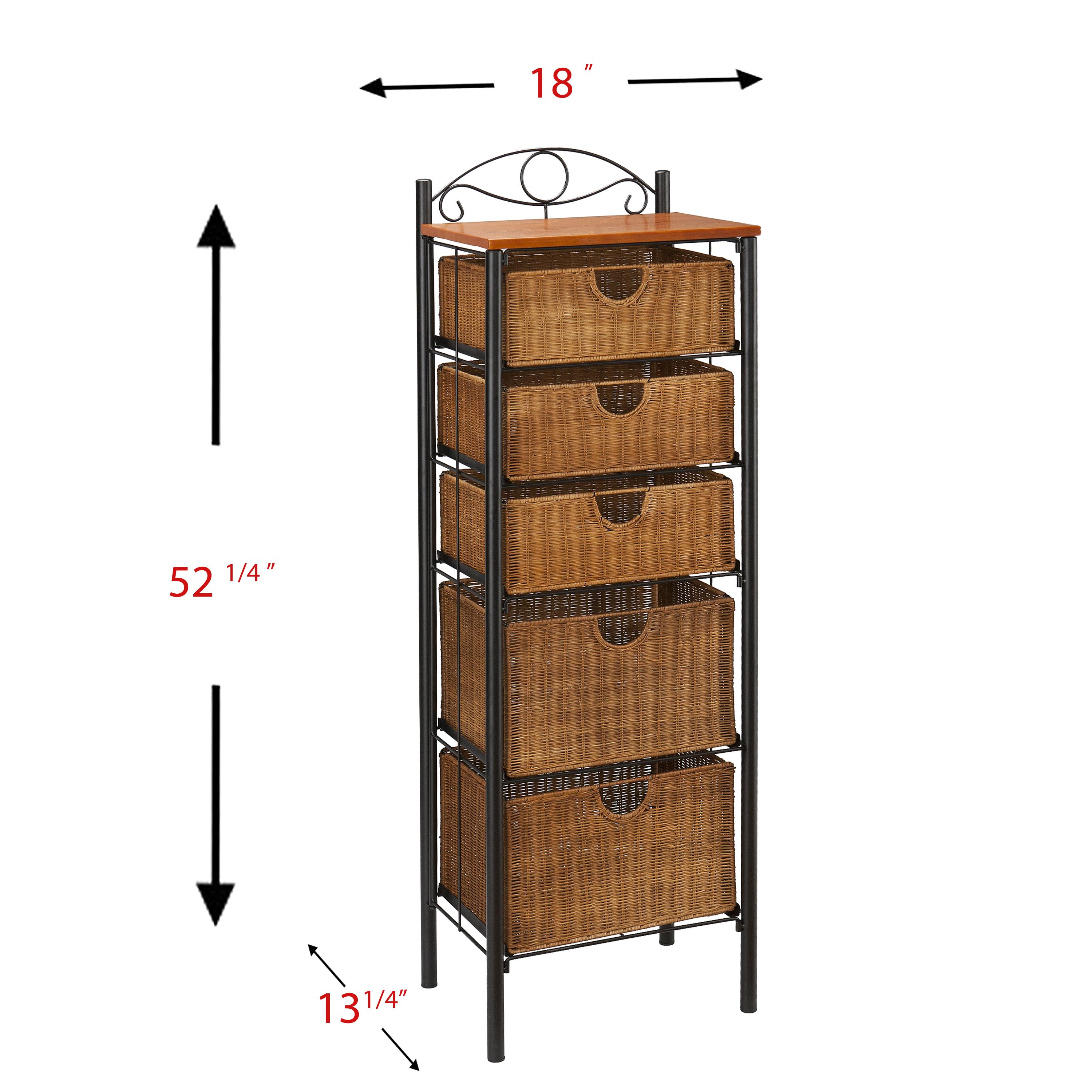 Southern Enterprises Iron and Wicker Five-Drawer Unit - image 2 of 8
