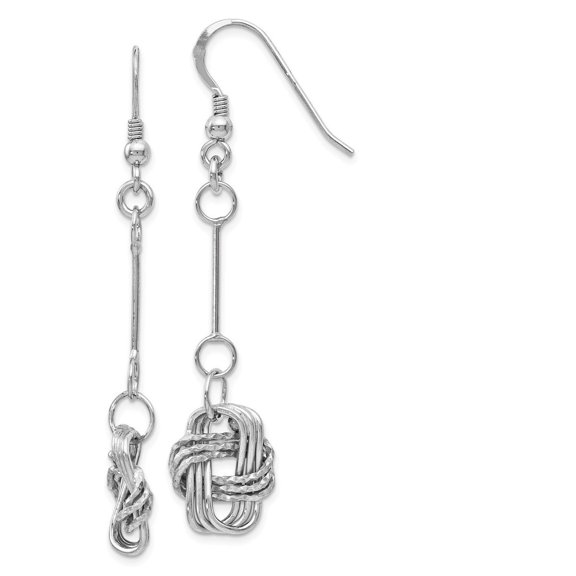 Sterling Silver Polished & DC Shepherd Hook Dangle Earrings