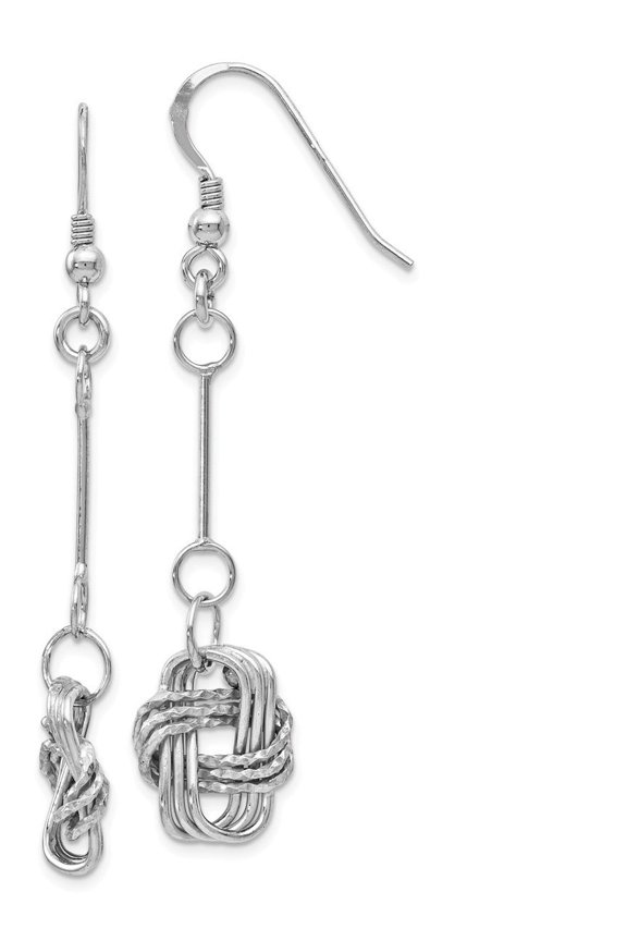Sterling Silver Polished & DC Shepherd Hook Dangle Earrings