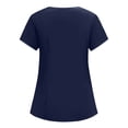 thumbnail image 4 of Womens Scrubs Set Color Block V Neck Scrub Top & Straight Leg Pants Pocket Stretch Medical Uniform Nursing Scrubs Navy 2XL, 4 of 7