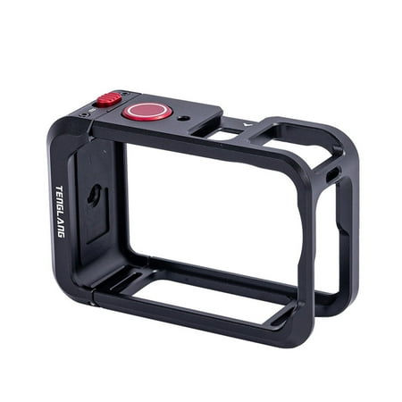 Aluminum Rabbit Cage for DJI OSMO Action 6 Camera - Quick Release Metal Frame with Cold Shoe & 1/4" Screw Holes, Full Access Battery Swap Design