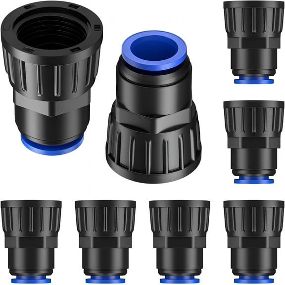 HIBIBUD 8 Pcs 3/4" to 1/2" Drip Irrigation Faucet Adapters,Quick Connect 3/4" Fht Faucet to 1/2" Tubing Connectors,Push-To-Fit Garden Hose Adapters,Anti-Leak Drip Irrigation Hose Connectors