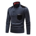 thumbnail image 4 of IROINNID Zipper Sweater for Men Casual And Winter Half Zip Pocket Time Solid Color Splicing Sweater Coat,Blue, 4 of 6