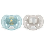 Philips Avent Ultra Soft Pacifier, 6-18 Months, Little Star and Hello Designs, 2 Pack, SCF223/01