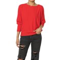 thumbnail image 1 of TheMoogan Women's PLUS Closet-Essential Drapey 3/4 Dolman Sleeve Boat Neck Relaxed Ribbed Top, 1 of 7
