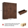 thumbnail image 5 of 70" Large Farmhouse 4 Door Wardrobe Armoire Closet with 2 Storage Large Drawers & 5 Storage Cabinet, Barn Door Storage Wardrobe w/Hanging Rod & Adjustable Shelves for Bedroom(Rustic Brown-70"), 5 of 8
