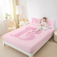 thumbnail image 4 of jejeloiu Initial Letter B Full Size Sheets,Bow Tie Ribbon Bed Sheets,Pink Bowknot Sheet Sets For Kids,Breathable Bedroom Decoration,4-Piece, 4 of 7