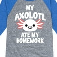 thumbnail image 3 of Instant Message - My Axolotl Ate My Homework - Toddler And Youth Raglan Graphic T-Shirt, 3 of 5