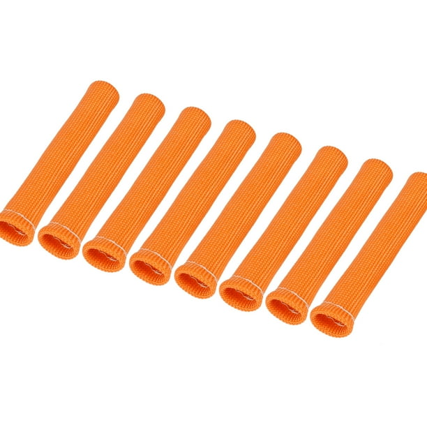 Unique Bargains 8 Pcs Orange High Heat Shield Engine Spark Plug Wire