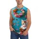 thumbnail image 1 of Balery Whimsical Cats and Flowers Scene Camisetas sin mangas para hombre, absorbe la humedad y protege contra el mal olor.-Medium, 1 of 7