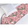 thumbnail image 3 of English Garden Bed Runner, Botanical Themed Rose and Leaves Motifs Romantic Nature Art, Decorative Accent Bedding Scarf for Hotels Homes & Guest Rooms, Twin, Pastel Pink Reseda Green, by Ambesonne, 3 of 3