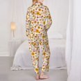 thumbnail image 3 of KLL Boho Flowers Print Women's Long Sleeve Pajamas with Pants Sleepwear Loungewear 2 Set-XX-Large, 3 of 8