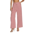 thumbnail image 3 of Hesxuno Dress Pants for Women Business Casual Pockets Pant Straight Wide Leg Pleated Trousers Office Work Formal Trousers Pink XXL, 3 of 7
