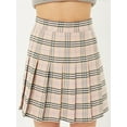 thumbnail image 2 of A2Y Women's Check Plaid Print Zipper School Pleated Skirts Mauve S, 2 of 3